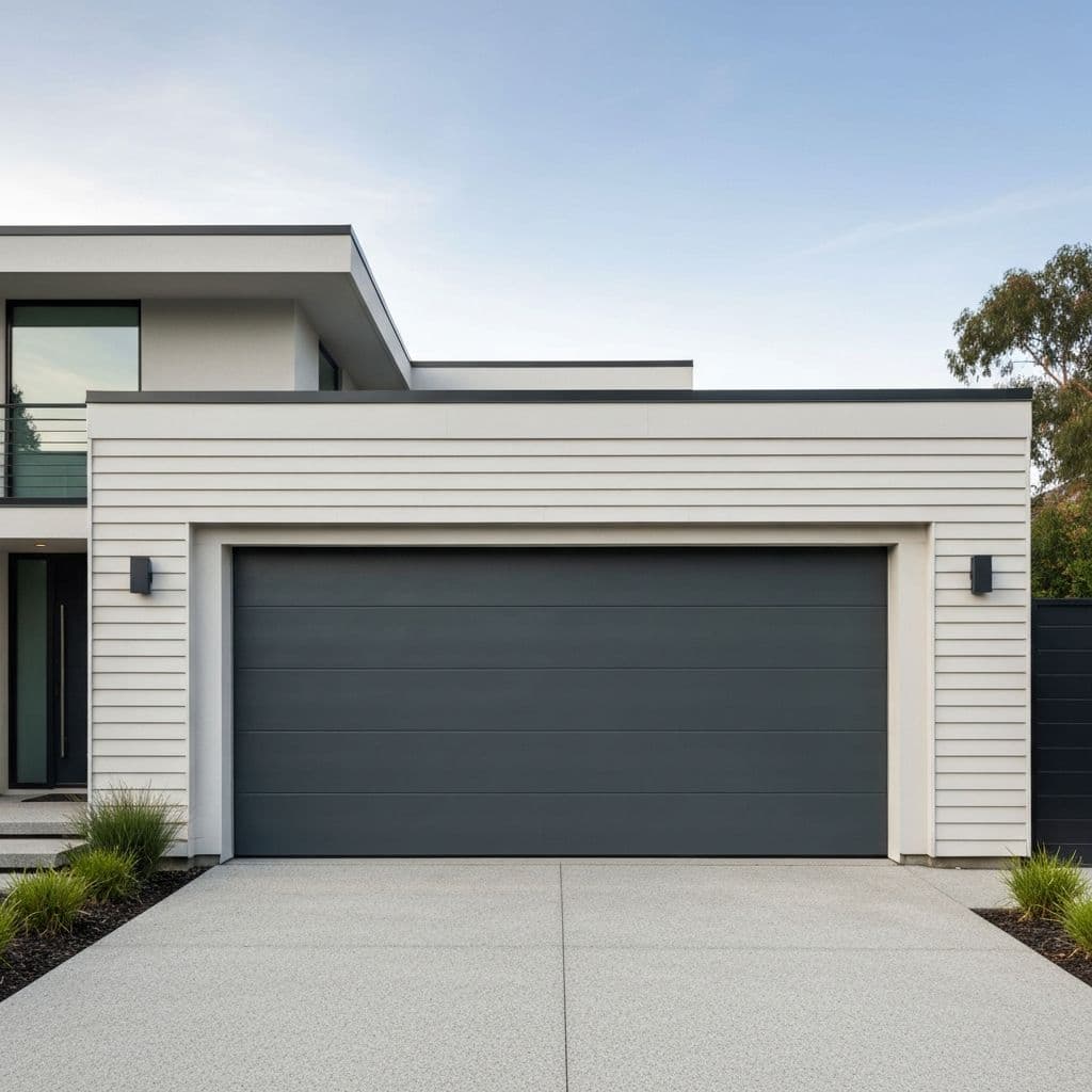 Contemporary modern flush panel garage door